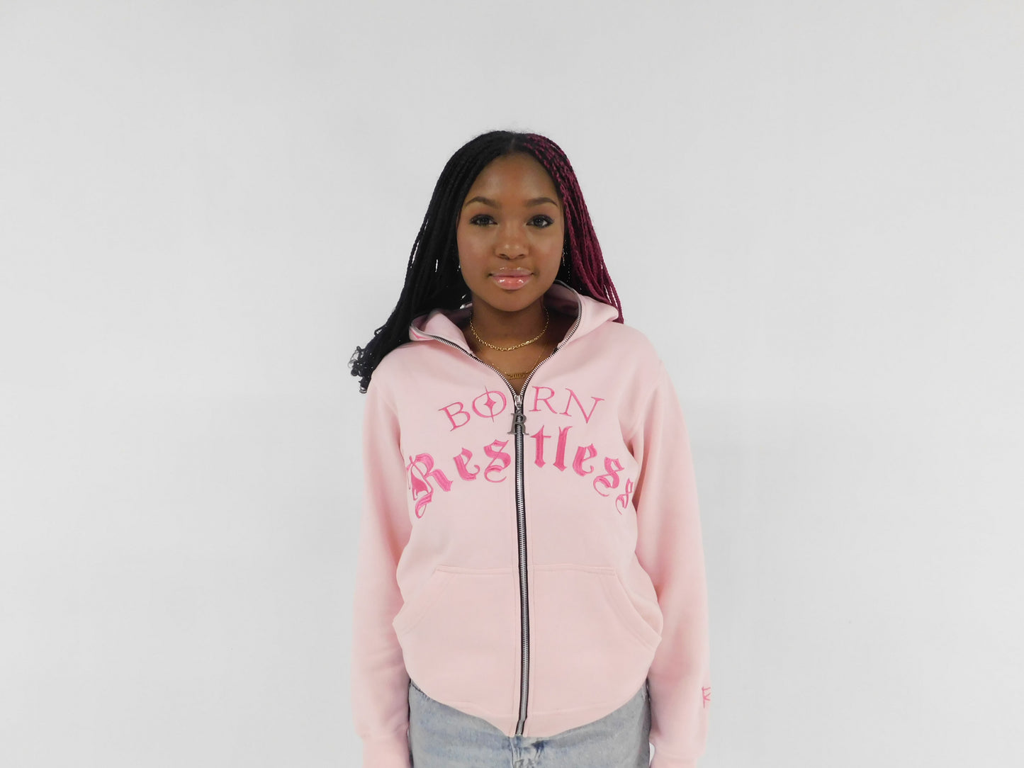 Restless Era “BORN RESTLESS” Pink Fullzip Hoodie