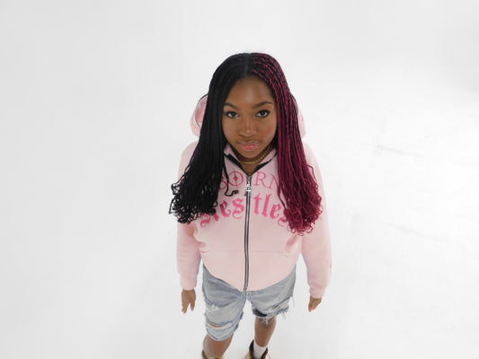 Restless Era “BORN RESTLESS” Pink Fullzip Hoodie