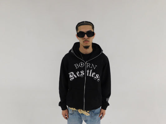 Restless Era “BORN RESTLESS” Black Fullzip Hoodie